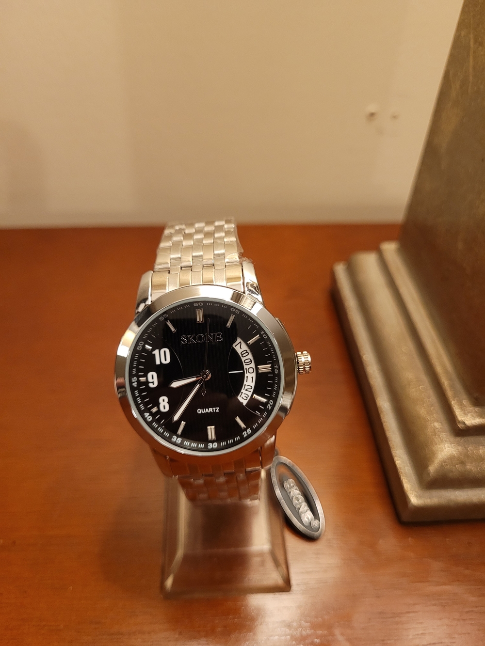Brand New Skone Silver and Black Quartz Men's Watch